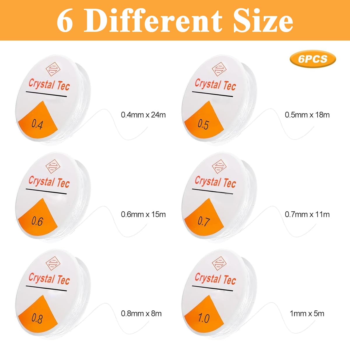 HASTHIP 6 Rolls Elastic String Crystal String Bead Cord Elastic Beading Cord 0.4/0.5/0.6/0.7/0.8/1.0mm DIY Bracelet Making Elastic String Cord for Beading and Jewelry Making HASTHIP 6 Rolls Elastic String Crystal String Bead Cord Elastic Beading Cord 0.4/0.5/0.6/0.7/0.8/1.0mm DIY Bracelet Making Elastic String Cord for Beading and Jewelry Making